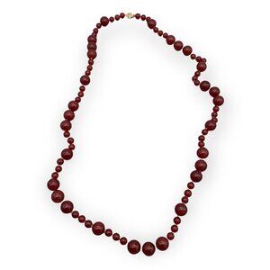 Vintage Carnelian Beaded Knotted Necklace 14k Gold Filled 14 Gram 36 Inches